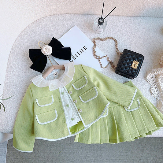 Lemon Creme Pleated Set